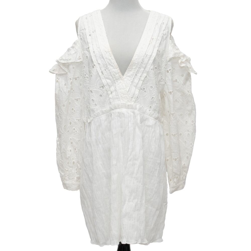 IRO White Meila Décolleté Cold Shoulder Eyelet Dress Size 8